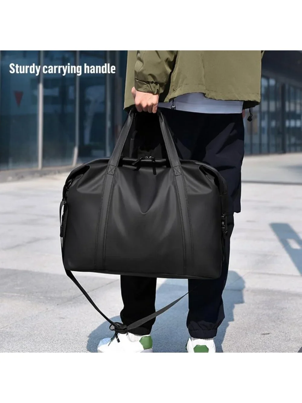 Stylish PU Leather Travel Duffle Bag - 18x14x8 Carry-On Tote with Shoulder Strap
